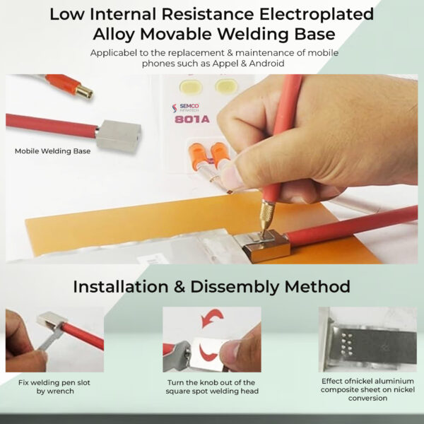 Multi-Hole Welding Pen Power: 1900W Spot Welding Gold Plated Interface Button Battery Nickel Sheets Hardware for Power Battery Packs Stainless Steel Wire